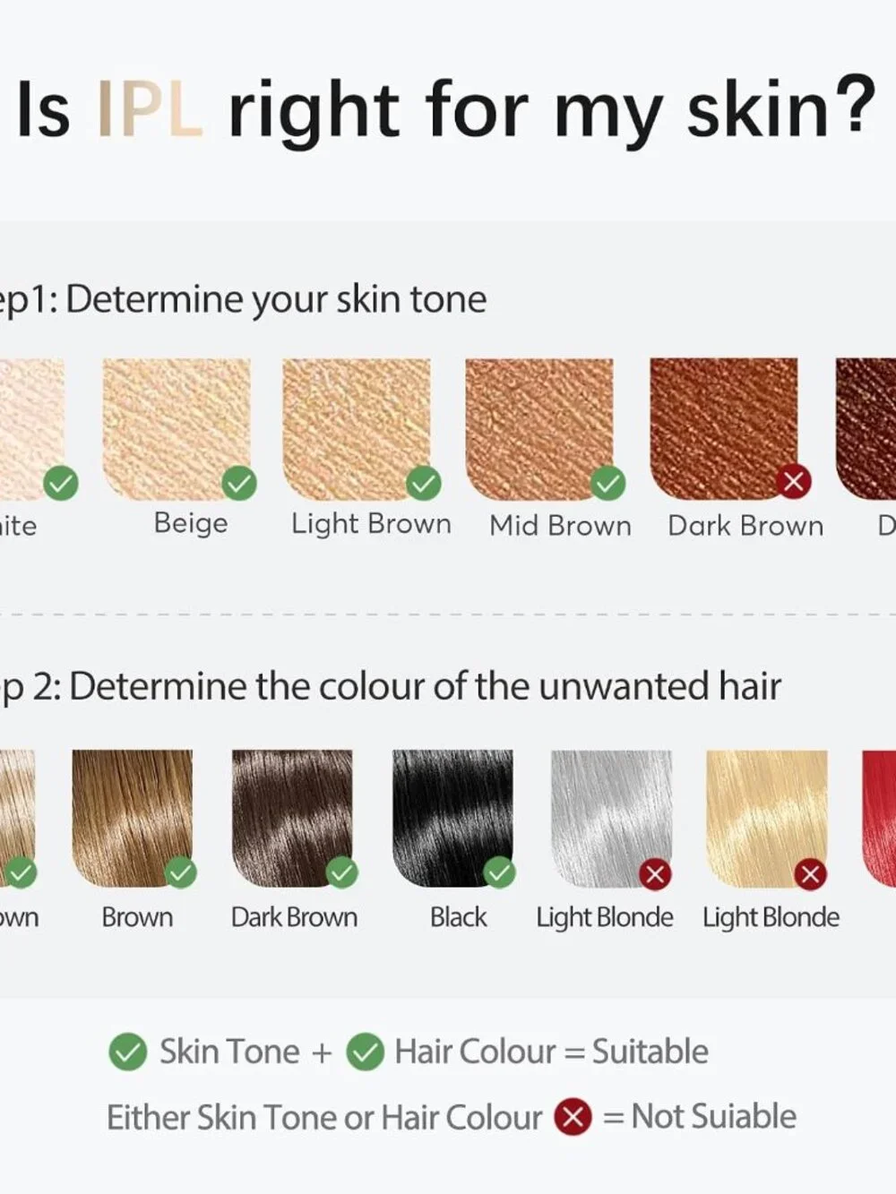 NEW IPL Laser Hair Removal Device for light/medium skin tones with dark hair